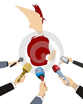 Politician does not want to give the interview to mass media illustration photo