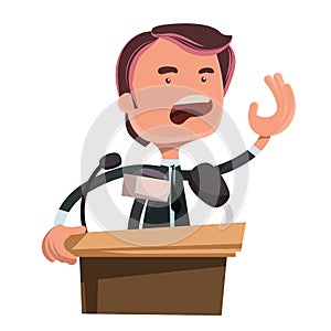 Politician giving speech illustration cartoon character