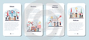 Politician mobile application banner set. Idea of election and governement photo