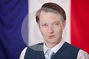 Politician over france flag