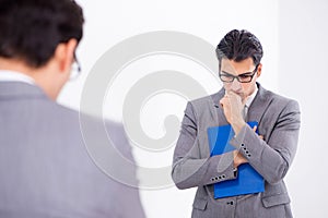 The politician planning speach in front of mirror