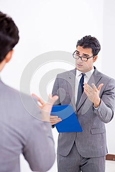 The politician planning speach in front of mirror