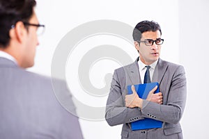 The politician planning speach in front of mirror