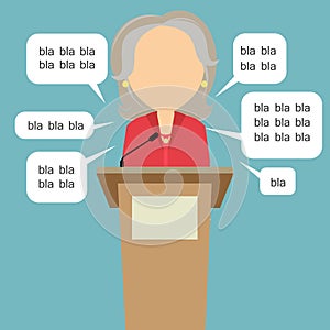 Politician with speech bubbles.