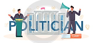 Politician typographic header. Idea of election and governement. photo