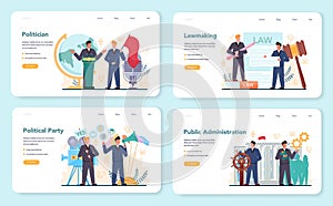 Politician web banner or landing page set. Idea of election and governement photo