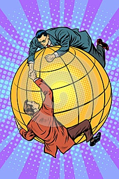 Politicians on the globe help each other