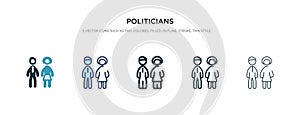 Politicians icon in different style vector illustration. two colored and black politicians vector icons designed in filled,