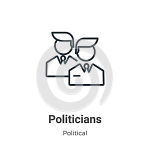 Politicians outline vector icon. Thin line black politicians icon, flat vector simple element illustration from editable political