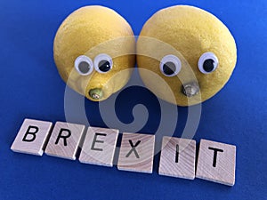 Politics : Brexit and lemons, symbolising bitterness and disappointment