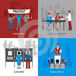 Politics Concept Icons Set