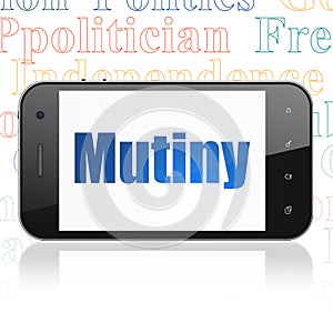 Politics concept: Smartphone with Mutiny on display