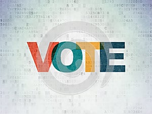 Politics concept: Vote on Digital Data Paper background