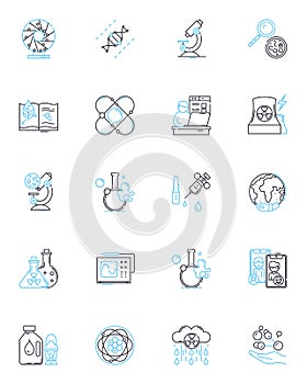 Politics government linear icons set. Democracy, Corruption, Elections, Legislation, Bureaucracy, Partisanship