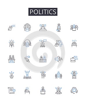 Politics line icons collection. Travel, Adventure, Culture, Expat, Freedom, Exploration, Wanderlust vector and linear