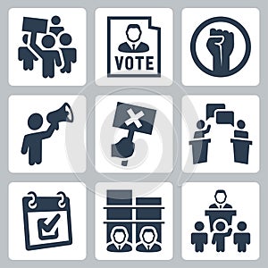 Politics related icons set