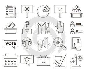 Politics related set of icons. Collection of symbols