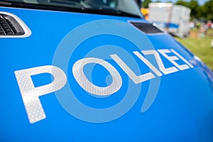 Polizei sign on a german police car