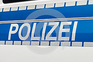 Polizei sign on german police car