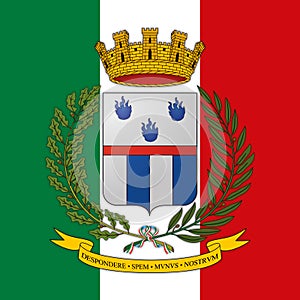 Polizia Penitenziaria coat of arms on the Italian flag, Italy