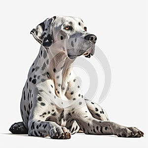 Polka-Dot Beauty Dalmatian on White Background