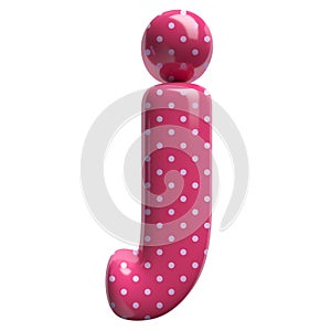 Polka dot letter J - Lowercase 3d pink retro font - Suitable for Fashion, retro design or decoration related subjects