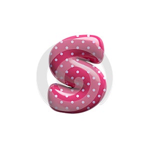 Polka dot letter S - Lowercase 3d pink retro font - Suitable for Fashion, retro design or decoration related subjects