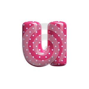 Polka dot letter U - Small 3d pink retro font - Suitable for Fashion, retro design or decoration related subjects