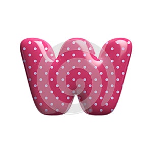 Polka dot letter W - Lower-case 3d pink retro font - Suitable for Fashion, retro design or decoration related subjects