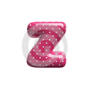 Polka dot letter Z - Lower-case 3d pink retro font - Suitable for Fashion, retro design or decoration related subjects