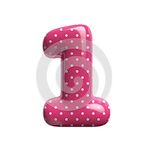 Polka dot number 1 - 3d pink retro digit - Suitable for Fashion, retro design or decoration related subjects