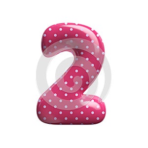 Polka dot number 2 - 3d pink retro digit - Suitable for Fashion, retro design or decoration related subjects
