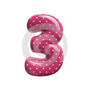 Polka dot number 3 - 3d pink retro digit - Suitable for Fashion, retro design or decoration related subjects