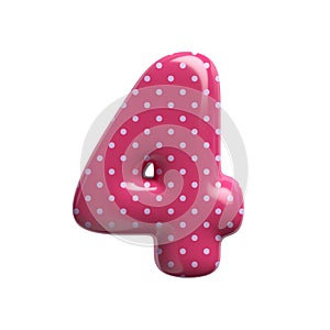 Polka dot number 4 - 3d pink retro digit - Suitable for Fashion, retro design or decoration related subjects