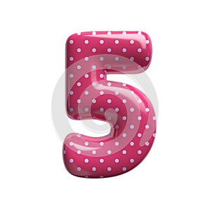 Polka dot number 5 - 3d pink retro digit - Suitable for Fashion, retro design or decoration related subjects