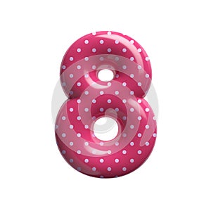 Polka dot number 8 - 3d pink retro digit - Suitable for Fashion, retro design or decoration related subjects