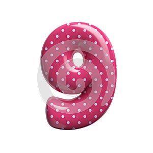 Polka dot number 9 - 3d pink retro digit - Suitable for Fashion, retro design or decoration related subjects