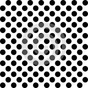 Polka dot pattern, black round dots on white background - dotted seamless repeatable texture background