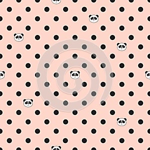 Polka dot pattern with cute panda bear.