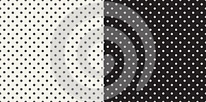 Polka dot pattern for fashion design in black and off white. Seamless geometric dotted vector for dress, shirt, jacket, skirt.
