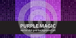 Polka dot pattern set Purple Magic. Vector seamless geometric