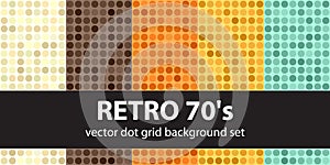 Polka dot pattern set Retro 70s. Vector seamless geometric dot b
