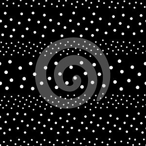 Polka dot rows vector monochrome seamless pattern, white circles