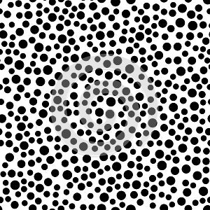Polka dot seamless pattern in flat simple style. Vector spot texture with black points isolated on white background