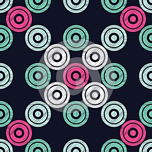 Polka dot seamless pattern. Geometric background. Dots, circles and buttons.