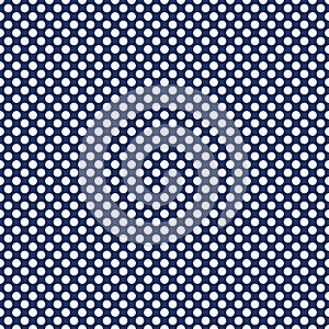 Polka dot seamless pattern. The white circles on a blue background. Texture for plaid, tablecloths, clothes. Vector illustration.