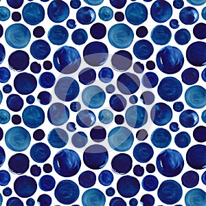 Polka dot seamless watercolor pattern. Blue ultramarine watercolor wallpaper. photo