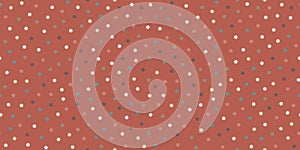 Polka dot vector seamless pattern. Small circles on red background. Boho style