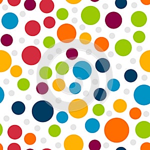 Polka Dot Vector Seamless Pattern. Spot circle bubble texture. Colorful abstract background design