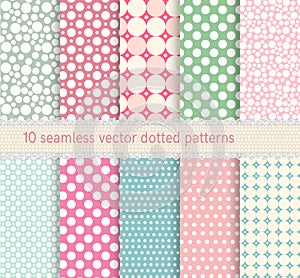 Polka dot vector seamless pattern. vintage dotted shabby chick backgrounds collection.